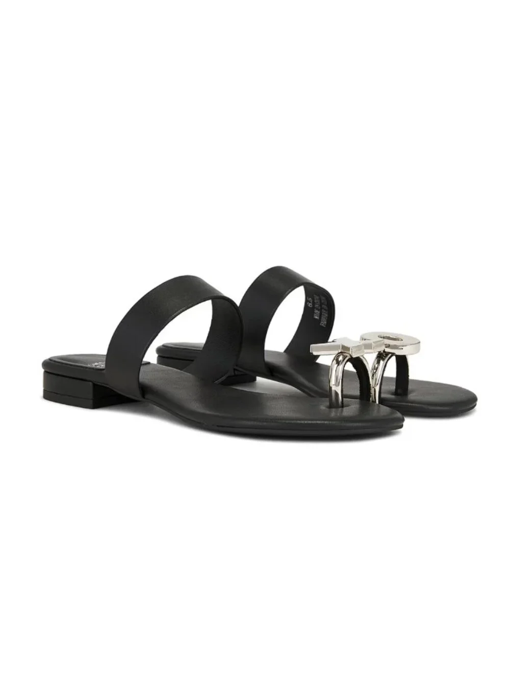 Jeffrey Campbell Dote-On Sandal in Black & Silver XO X O Slide